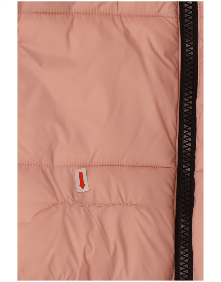 Dkny Womens Oversized Graphic Wattierte Jacke UK 16 Large Pink Colourblock