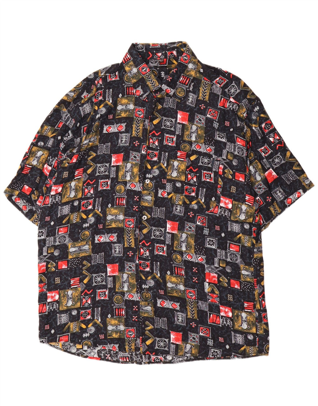 Tipo' S Herren Kurzarmhemd XL Schwarz Patchwork Viskose
