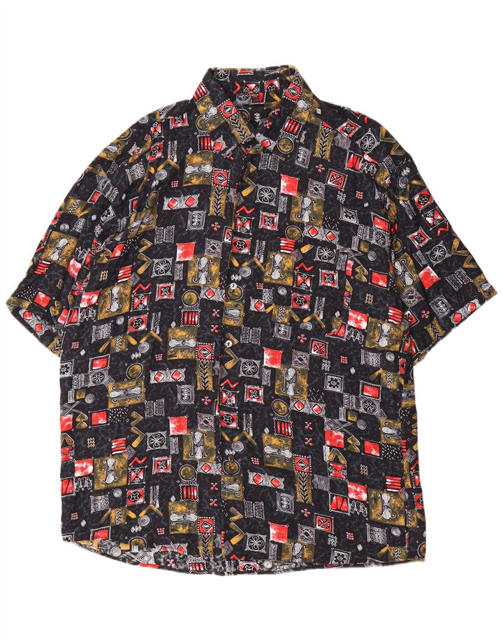 Tipo' S Herren Kurzarmhemd XL Schwarz Patchwork Viskose