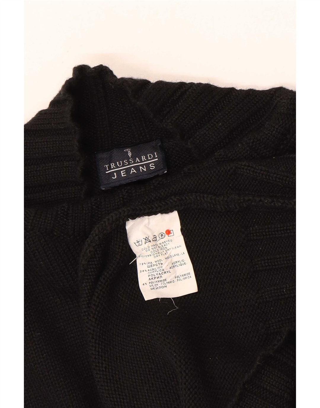 Trussardi Jeans Herren-Pullover mit Rollkragen, groß, aus schwarzer Wolle