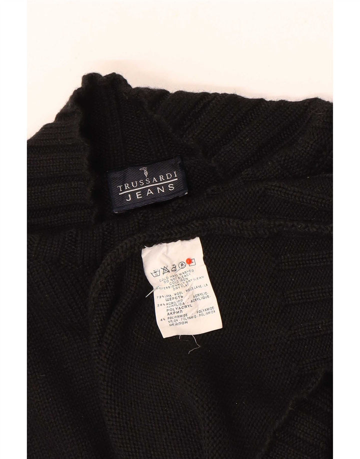 Trussardi Jeans Herren-Pullover mit Rollkragen, groß, aus schwarzer Wolle