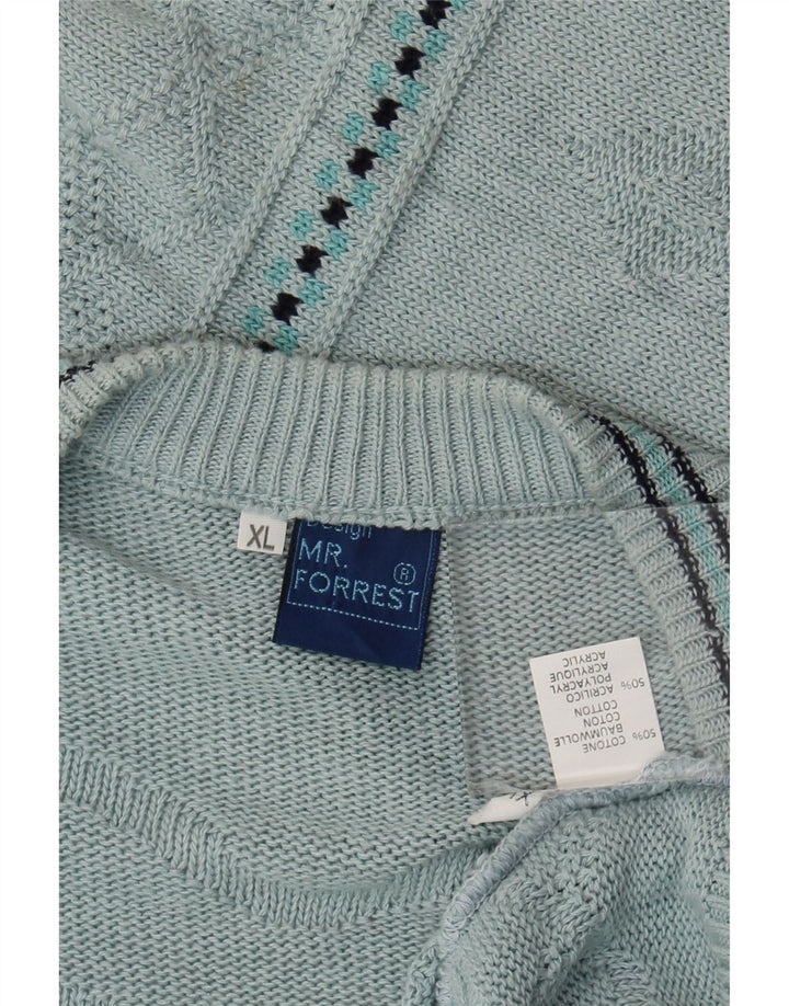 Mr. Forrest Herren-Strickjacke, XL, blau, geometrisch, Baumwolle