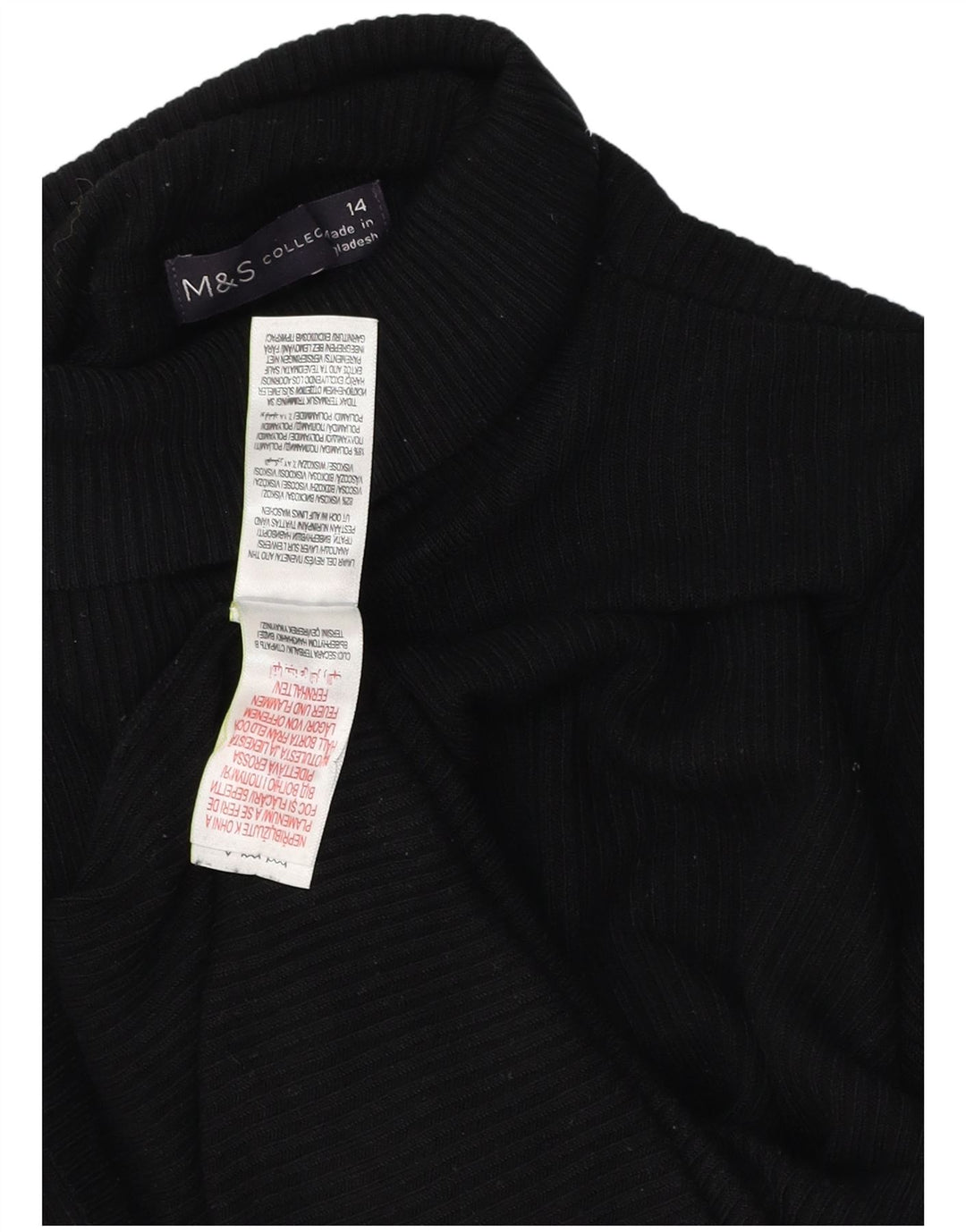 Marks & Spencer Damen-Pullover mit Rollkragen, Gr. 14, mittlere schwarze Viskose