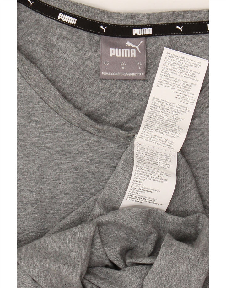 PUMA Mens T-Shirt Top Large Grey Cotton