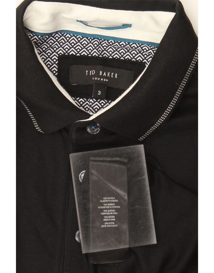 Ted Baker Herren-Poloshirt, Größe 3, mittelgroß, schwarze Baumwolle