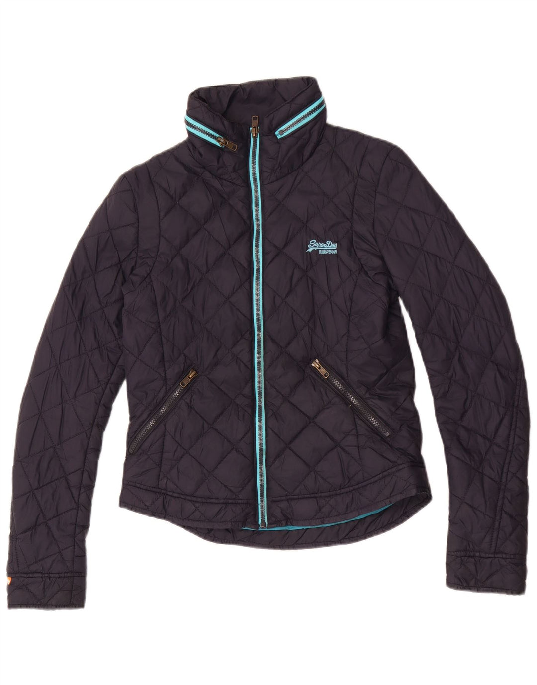 Superdry Damen Steppjacke mit Kapuze UK 6 XS Marineblau
