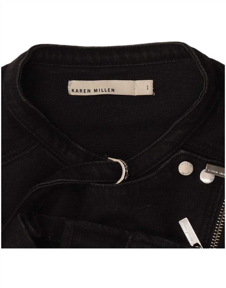 Karen Millen Damen Crop Bikerjacke US 1 2XS Schwarz