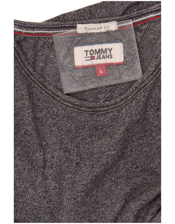 TOMMY HILFIGER Mens Regular Fit T-Shirt Top Large Grey Cotton