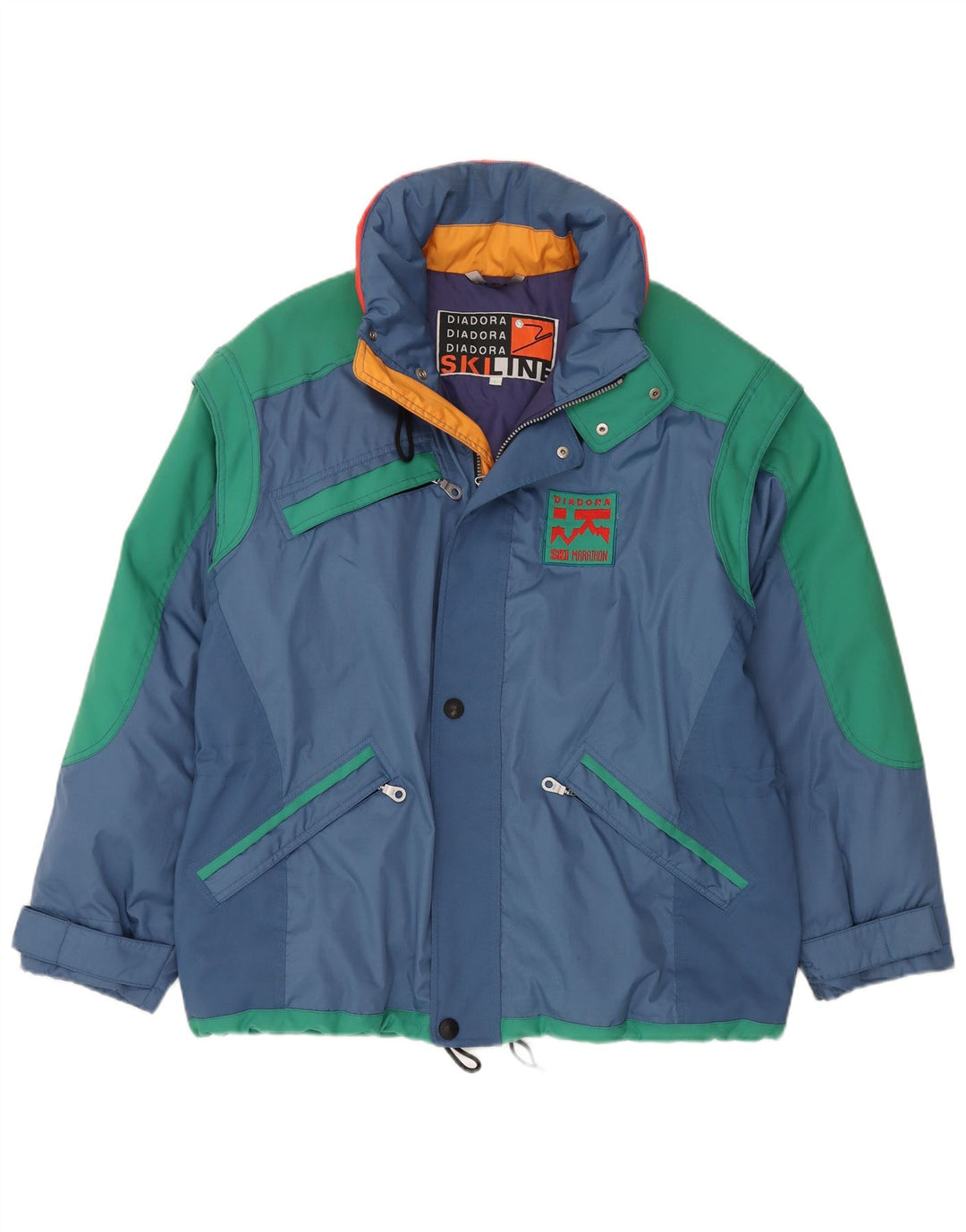 DIADORA Herren-Skijacke, UK 40, groß, blaues Farbblock-Polyester