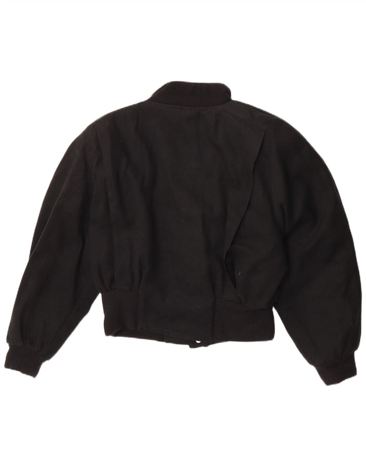 Vintage Damen Bomberjacke IT 44 Mittelschwarzes Polyester