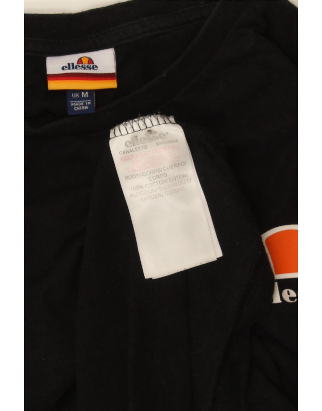 Ellesse Herren T-Shirt Top Medium Schwarz Baumwolle