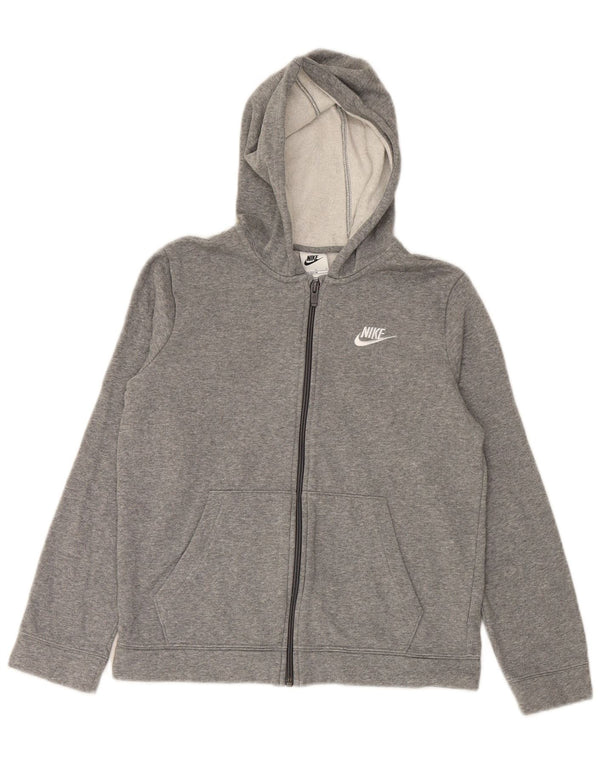 NIKE Jungen-Kapuzenpullover mit Reißverschluss, 12–13 Jahre, groß, graue Baumwolle