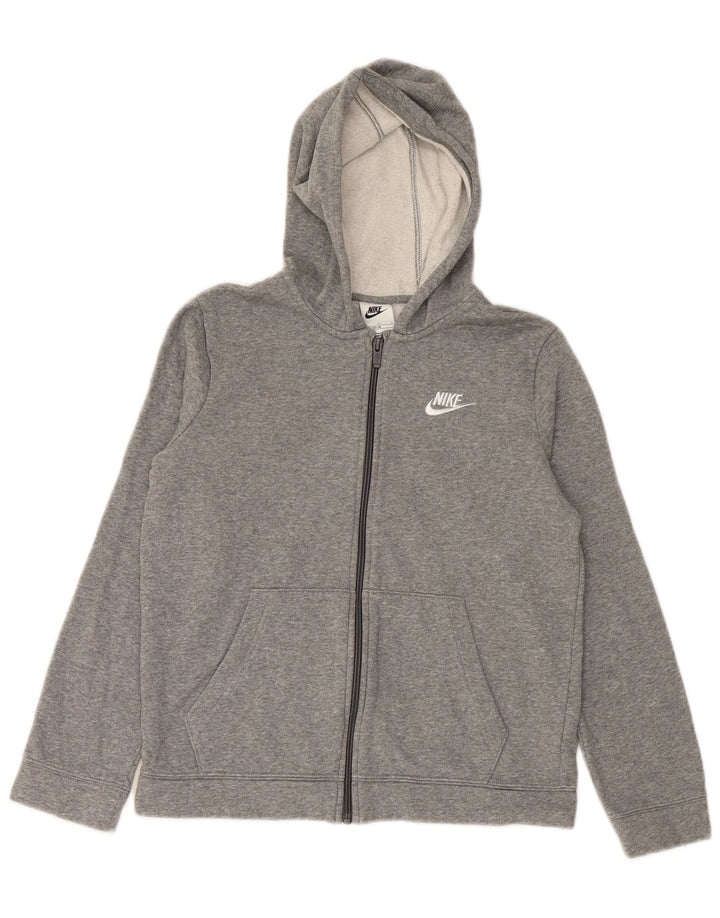 NIKE Jungen-Kapuzenpullover mit Reißverschluss, 12–13 Jahre, groß, graue Baumwolle