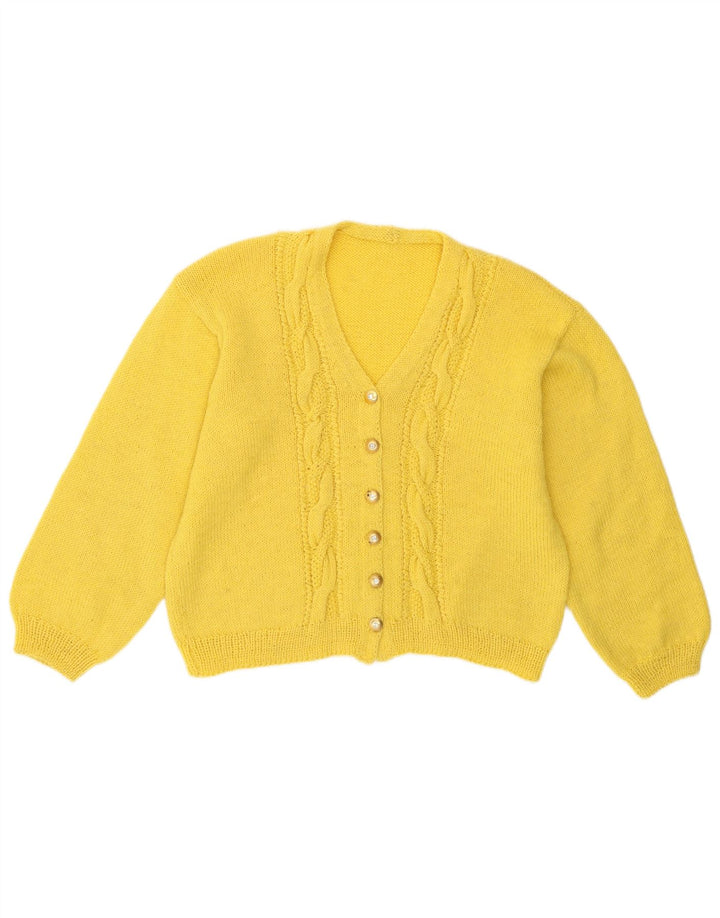 Vintage Damen Crop Cardigan Pullover UK 14 Mittelgelb