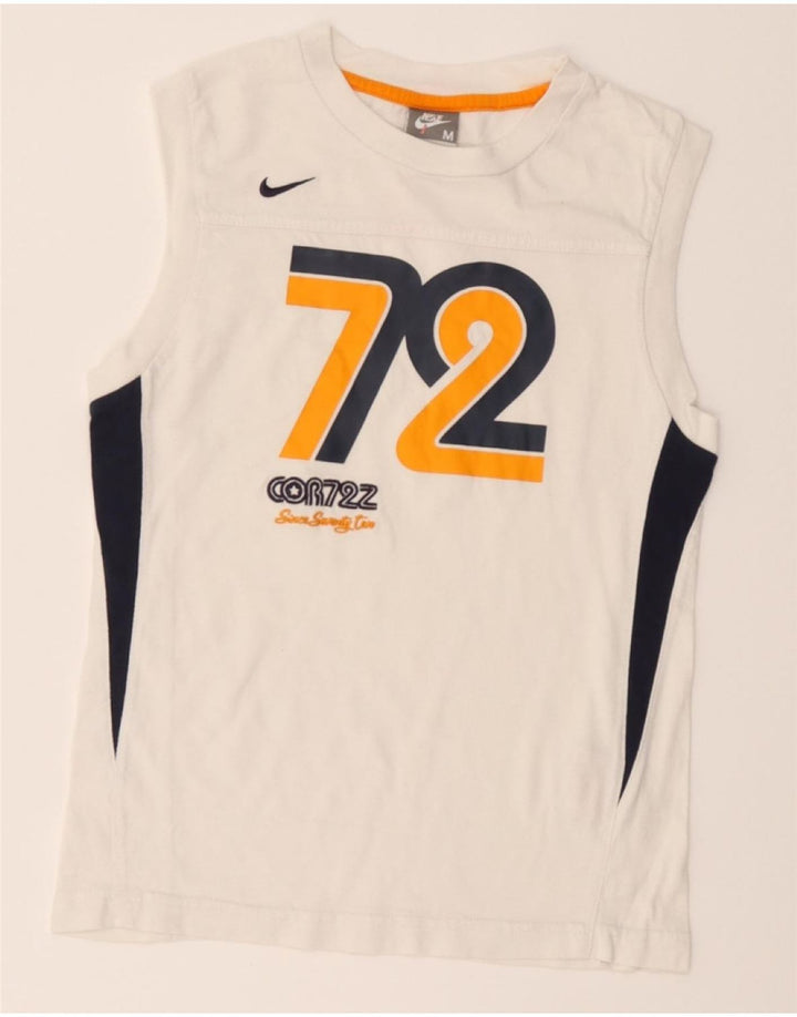 NIKE Boys Cor72z Graphic Vest Top 10-11 Years Medium  White Colourblock Vintage Nike and Second-Hand Nike from Messina Hembry 