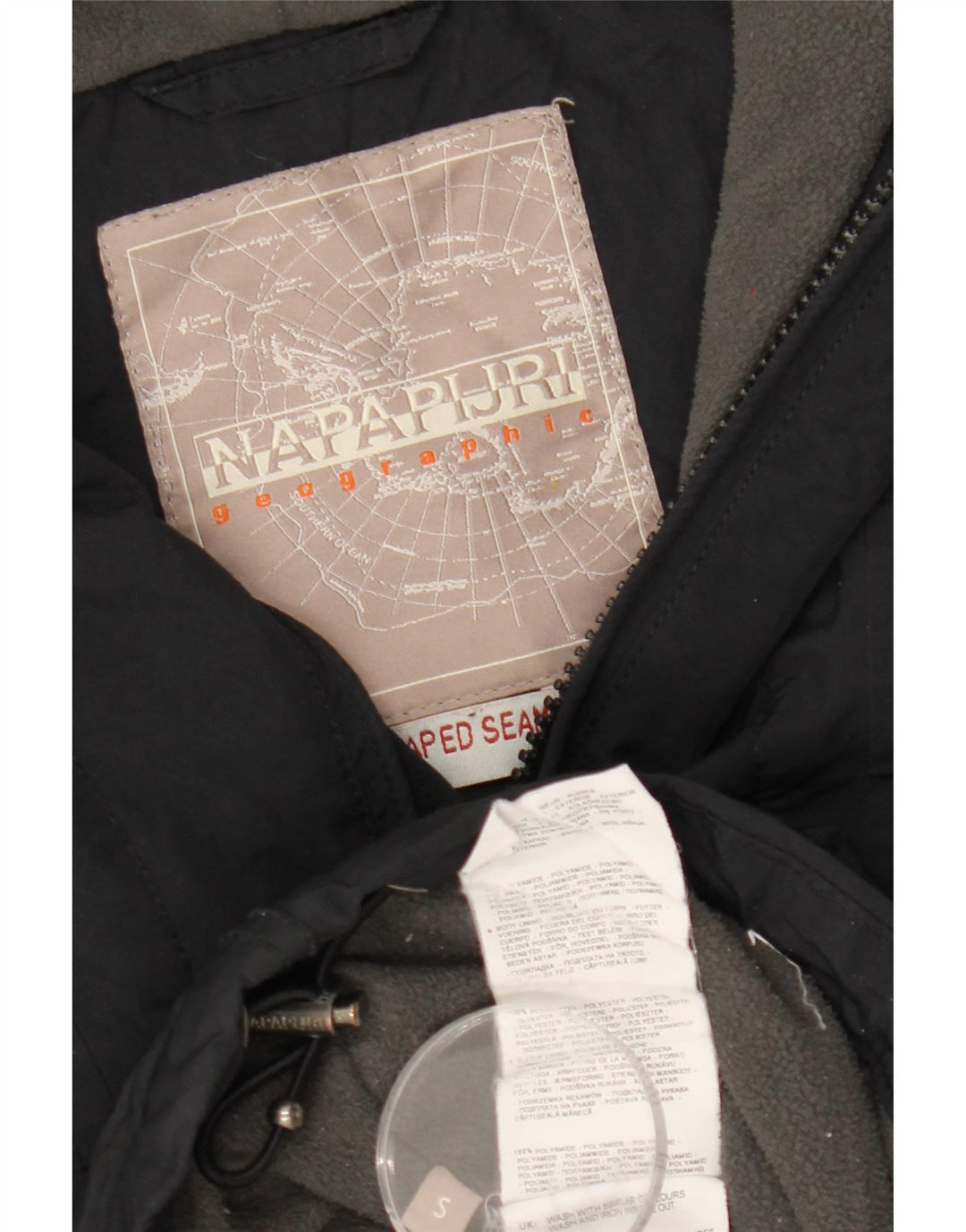 NAPAPIJRI Herren-Anorakjacke mit grafischer Kapuze, UK 36, Größe S, Schwarz, Polyester