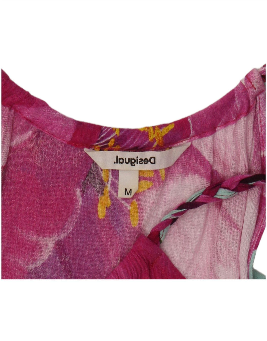 DESIGUAL Damen Asymmetrisches Neckholder-Top UK 14 Medium Mehrfarbig mit Blumenmuster