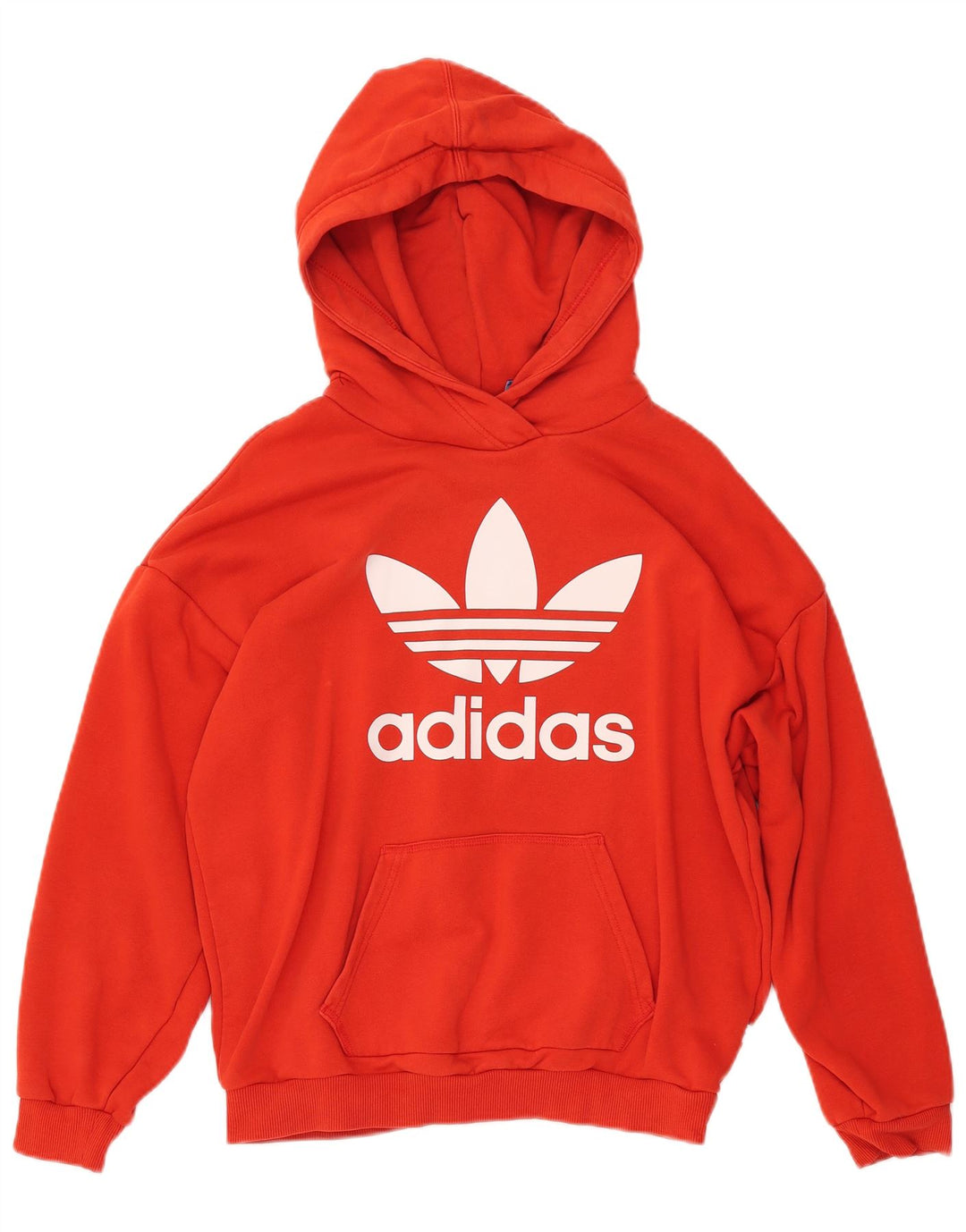 ADIDAS Damen Übergroßer grafischer Kapuzenpullover UK 10 Small Orange Baumwolle