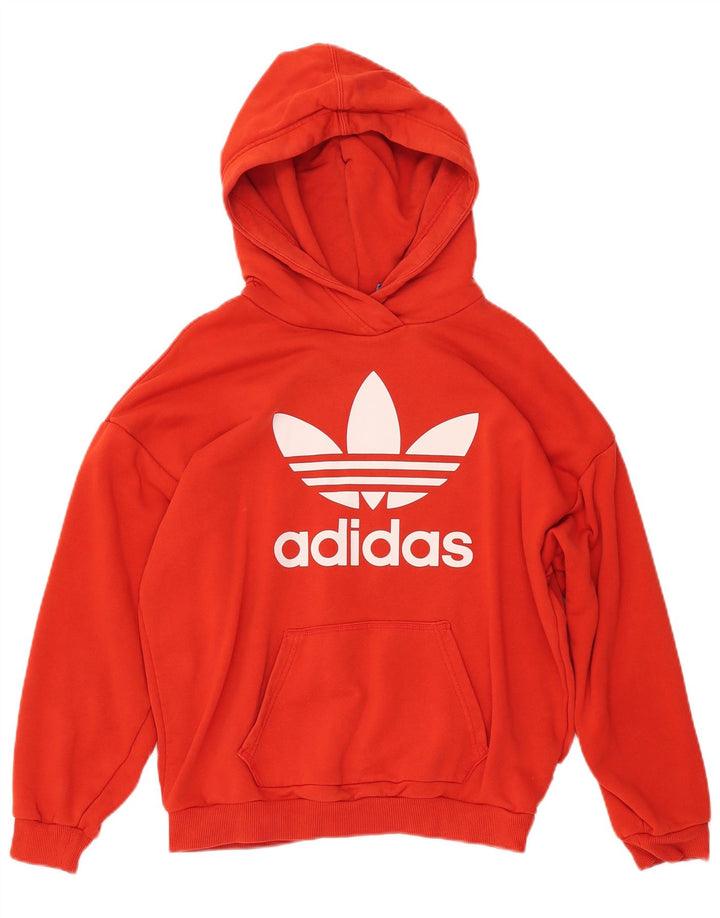 ADIDAS Damen Übergroßer grafischer Kapuzenpullover UK 10 Small Orange Baumwolle