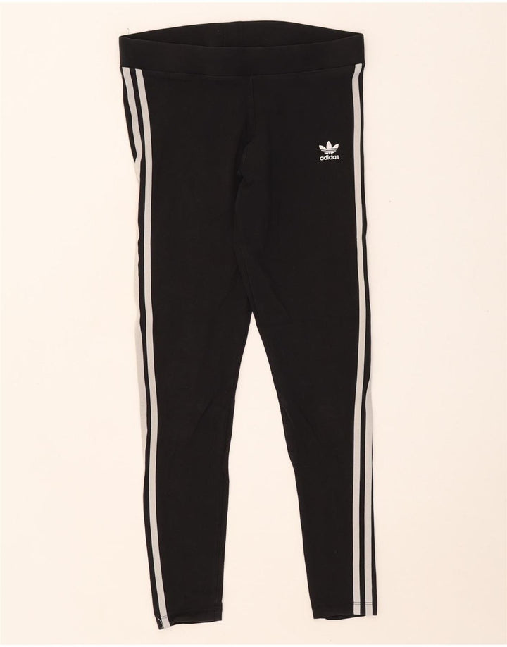 Adidas Damen Leggings UK 12 Medium Schwarz Baumwolle