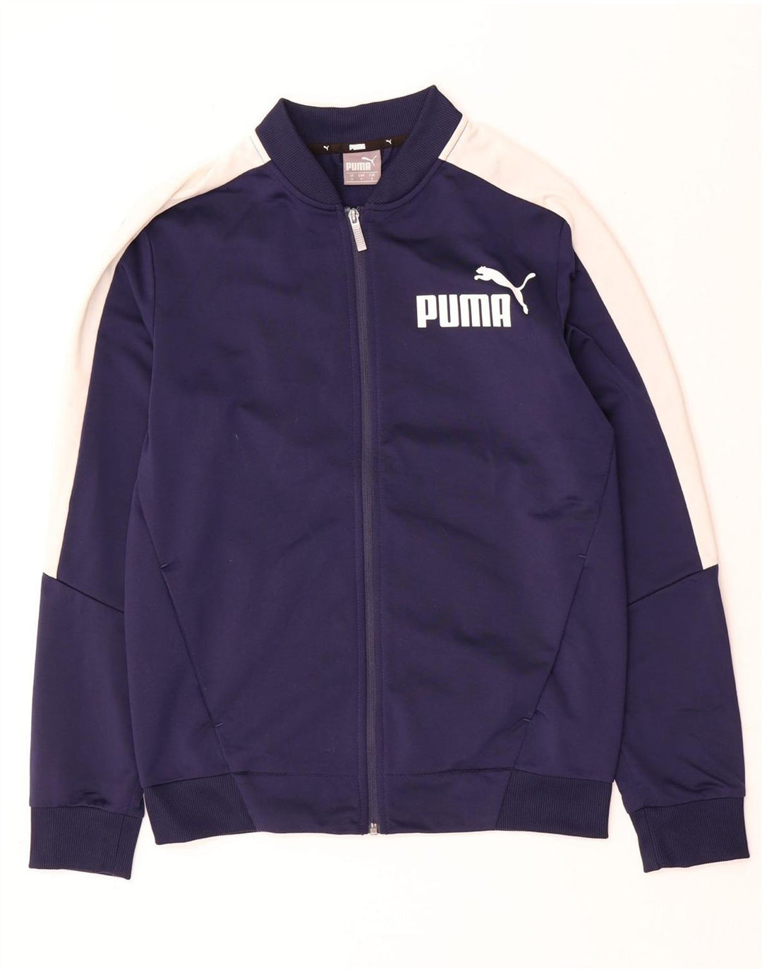 Puma Herren-Trainingsanzug-Top-Jacke, klein, marineblaues Farbblock-Polyester
