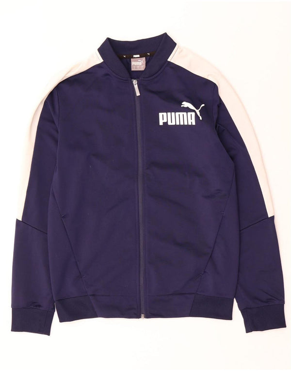 Puma Mens Tracksuit Top Jacket Small Navy Blue Colourblock Polyester
