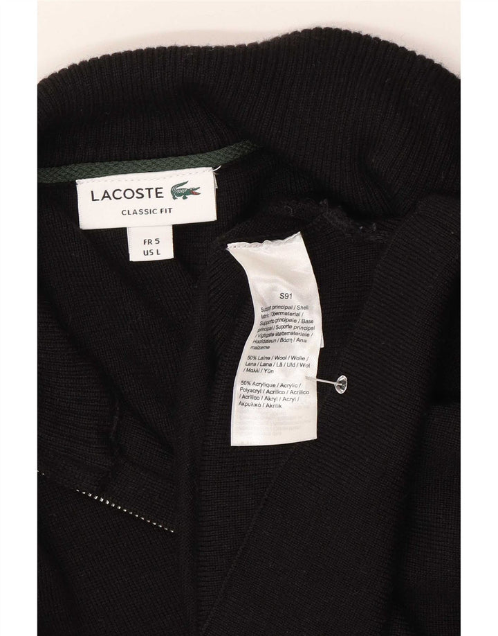 Lacoste Herren-Strickjacke mit klassischer Passform, Größe 5, große schwarze Wolle