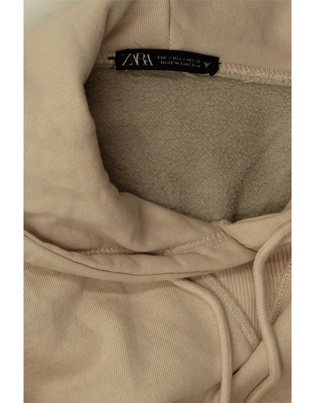 Zara Damen Übergroßer Kapuzenpullover UK 10 Small Beige