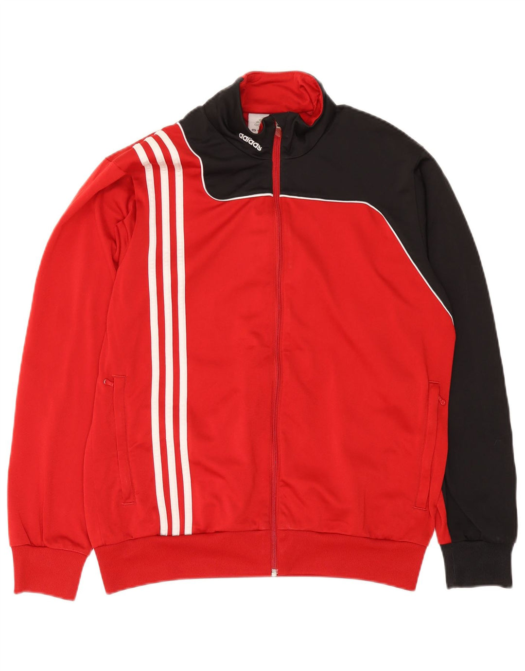 Adidas Herren-Trainingsanzug-Oberteiljacke UK 38/40 Mittelrotes Colourblock-Polyester