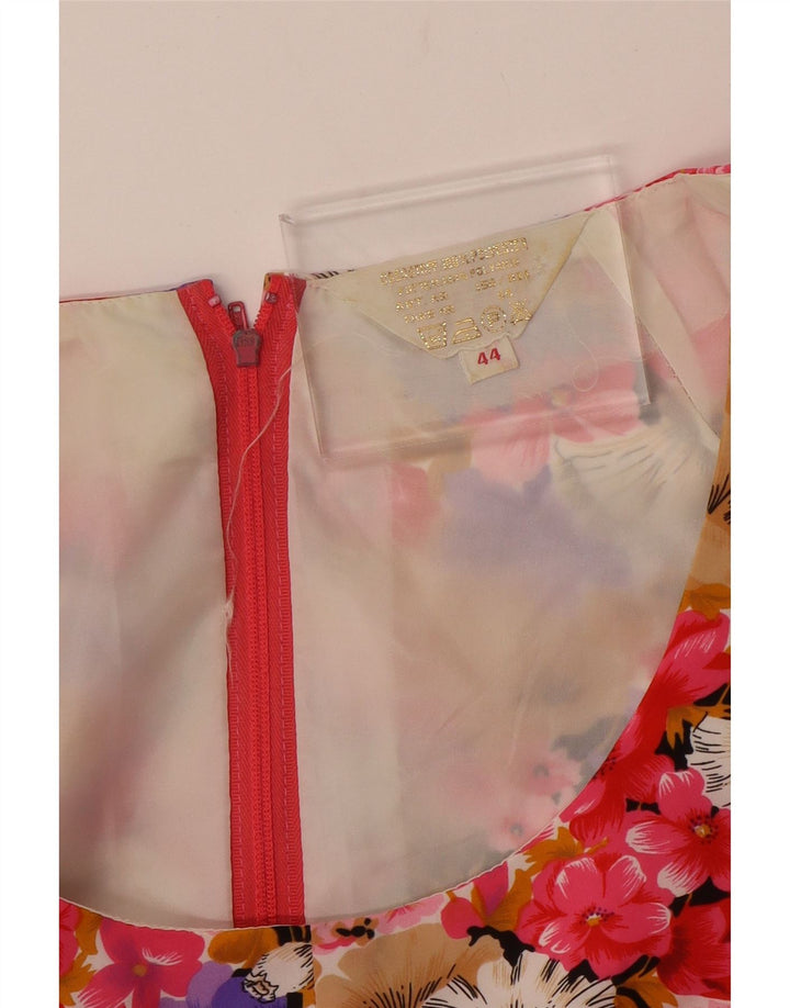 VINTAGE Damen ärmelloses A-Linien-Kleid IT 44 Medium Mehrfarbig geblümt