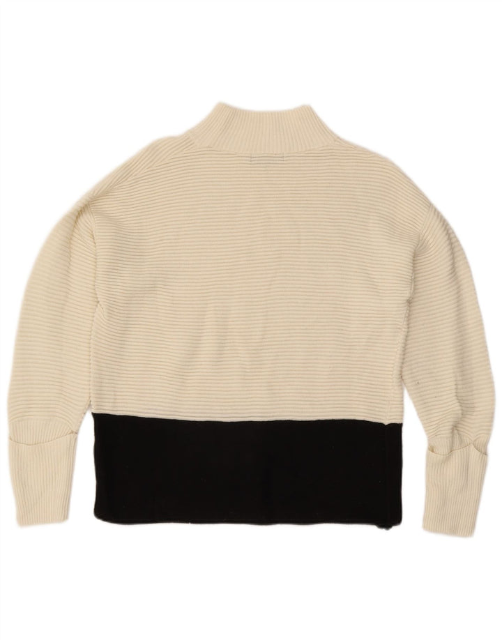 Marks & Spencer Damen-Pullover mit Rollkragen, Gr. 12, mittelgrau, gebrochenes Weiß