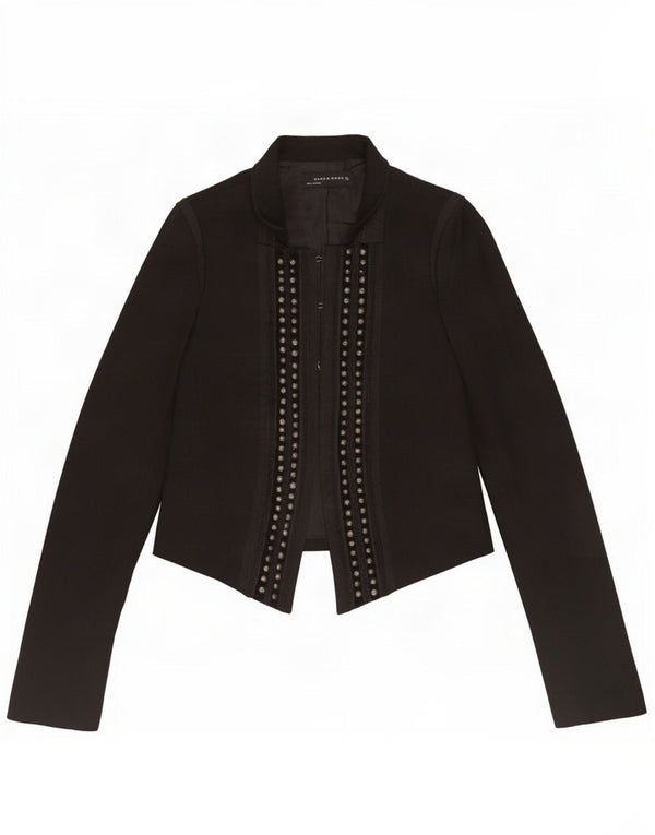 Zara Damen Blazer Jacke UK 12 Mittelschwarze Wolle