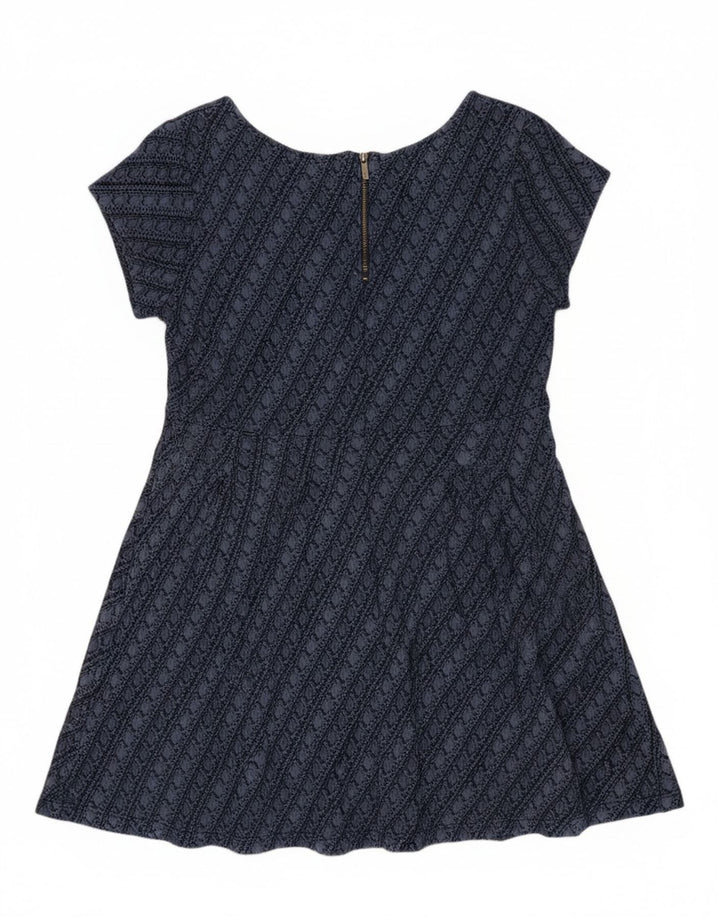 FAT FACE Womens A-Line Dress UK 14 Medium Navy Blue Geometric Viscose