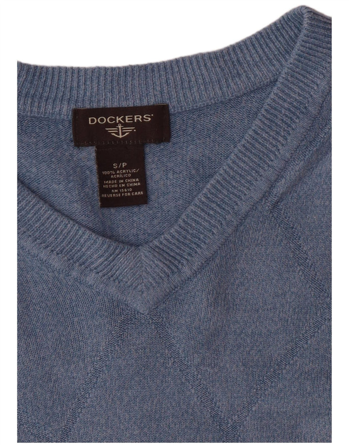 Dockers Herren-Pullover mit V-Ausschnitt, klein, blau, Argyle/Diamant-Acryl