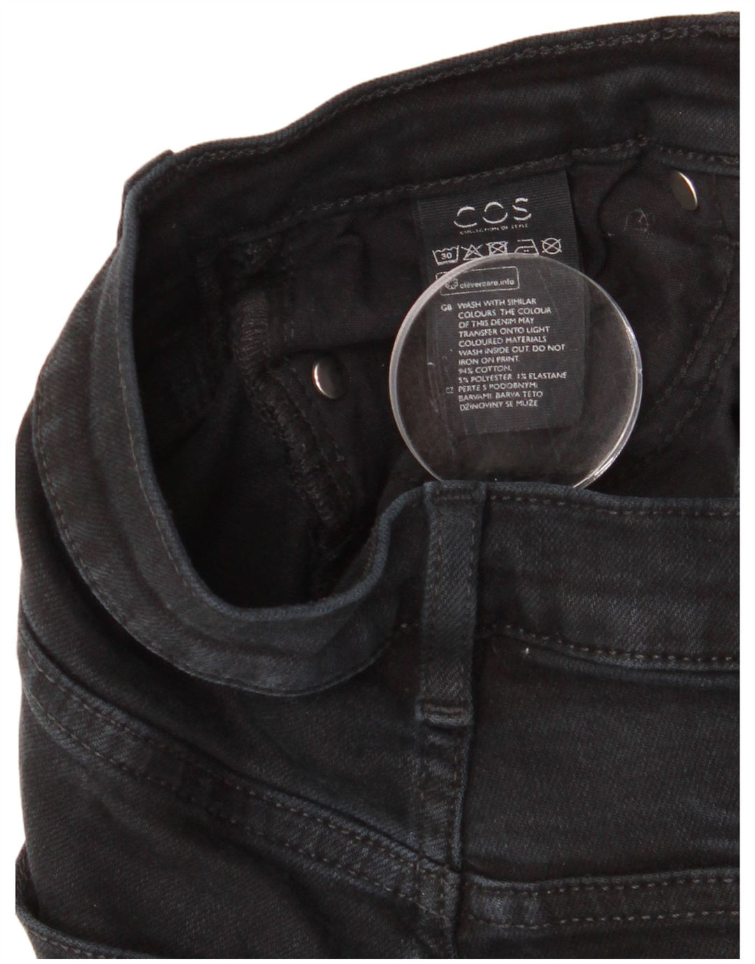 Cos Damen Skinny Jeans W26 L26 Schwarze Baumwolle