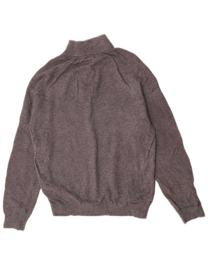 Reiss Herren-Pullover mit Reißverschluss am Hals, mittelgraue Wolle