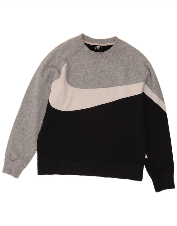Nike Herren-Sweatshirt-Pullover, mittelschwarz, Colourblock-Baumwolle