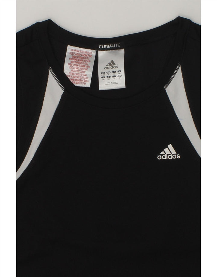 ADIDAS Boys Climalite Graphic T-Shirt Top 9-10 Years Black Polyester Vintage Adidas and Second-Hand Adidas from Messina Hembry 