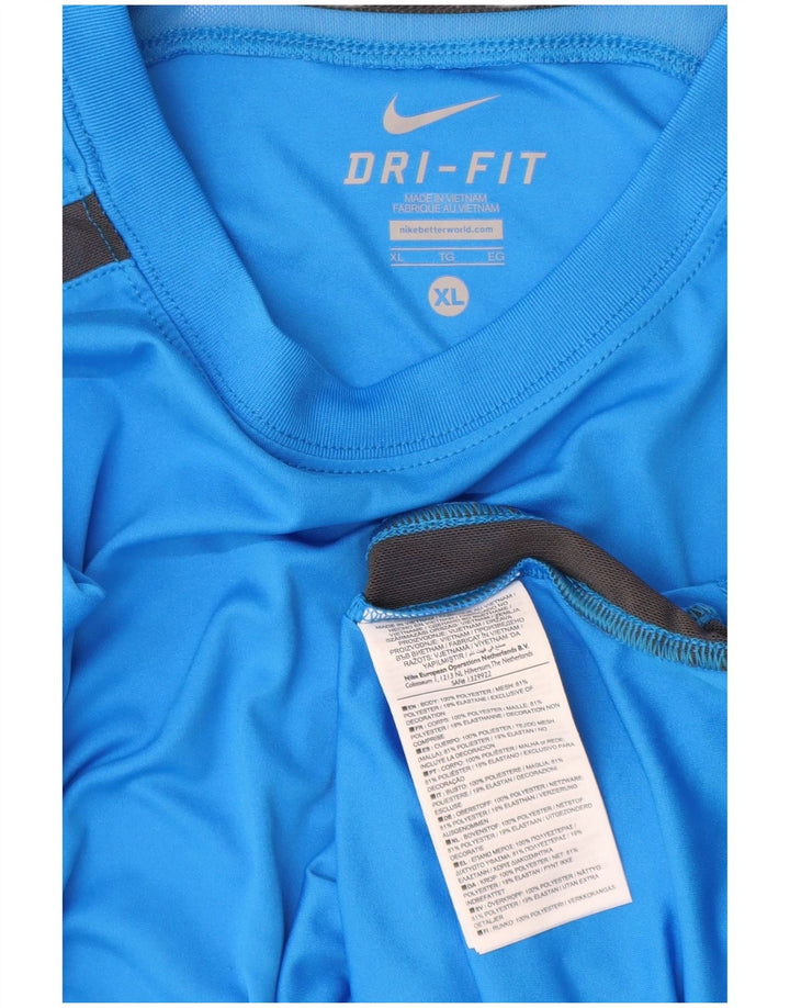 NIKE Herren Dri Fit T-Shirt Top XL Blau Polyester