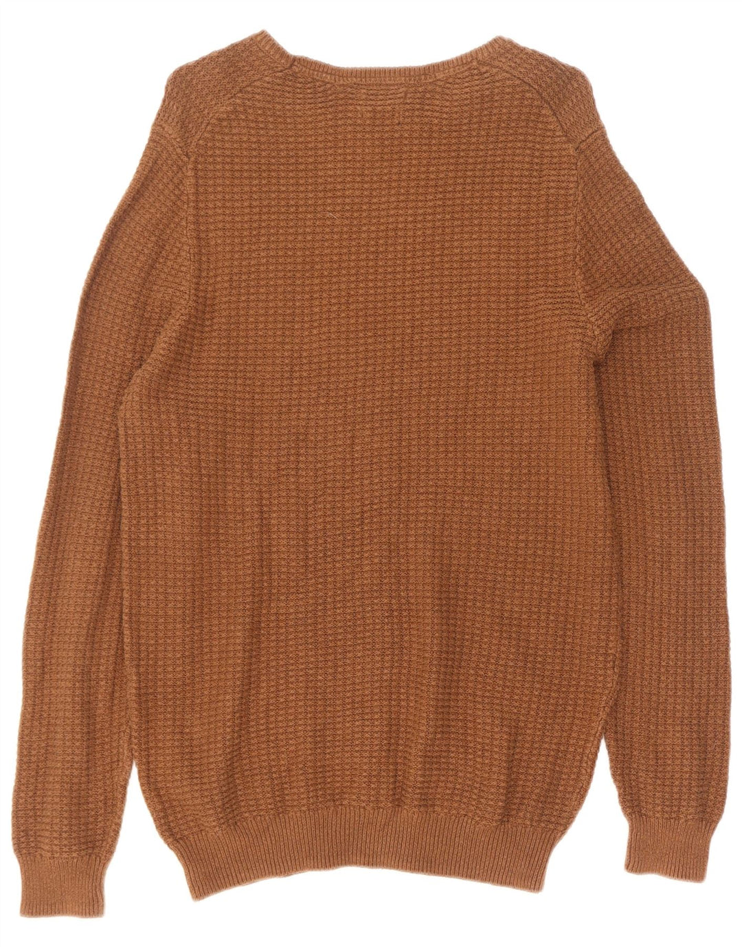 Massimo Dutti Herren-Pullover mit Rundhalsausschnitt, XL, braune Baumwolle