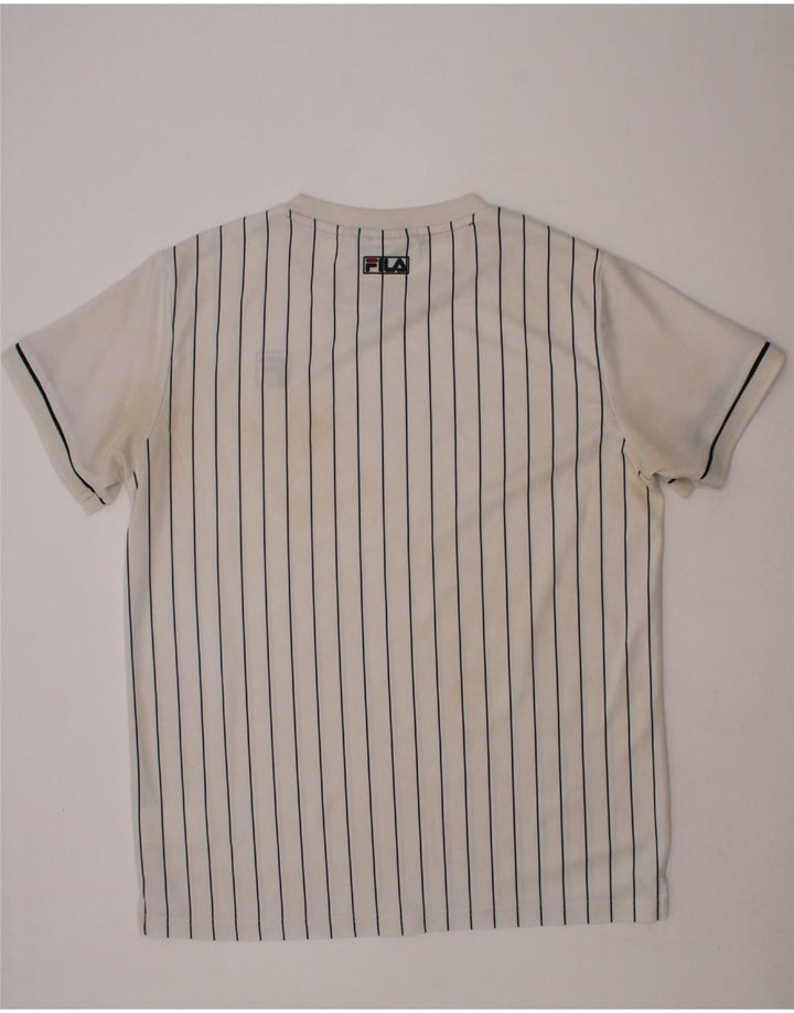 FILA Boys T-Shirt Top 13-14 Years White Striped Vintage Fila and Second-Hand Fila from Messina Hembry 