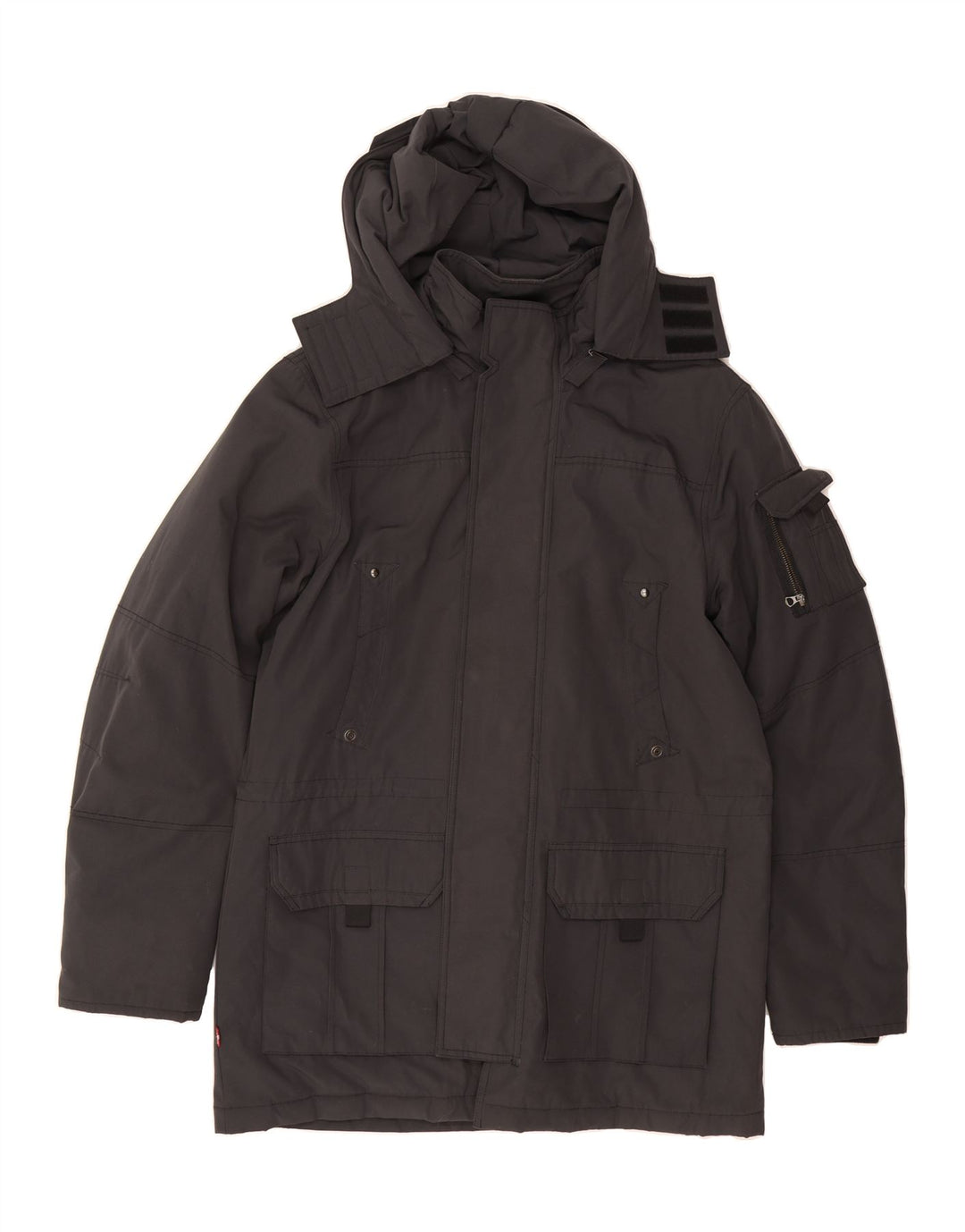 LEVI'S Mens Hooded Windbreaker Jacket UK 40 Large Black Polyester Vintage Levi's and Second-Hand Levi's from Messina Hembry 
