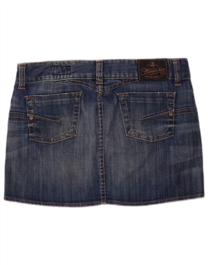 Herrlicher Damen Mini-Jeansrock mit niedriger Taille, W29, mittelblaue Baumwolle