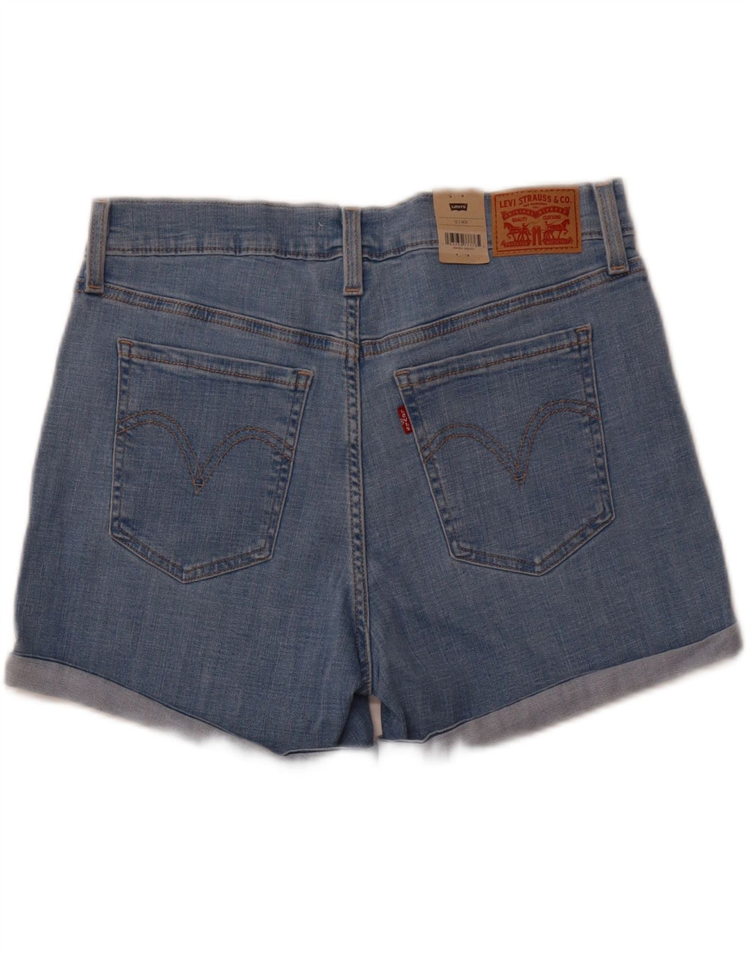 LEVI'S Damen-Jeansshorts mit mittelhohem Bund, US 12, Größe L, W31, blaue Baumwolle