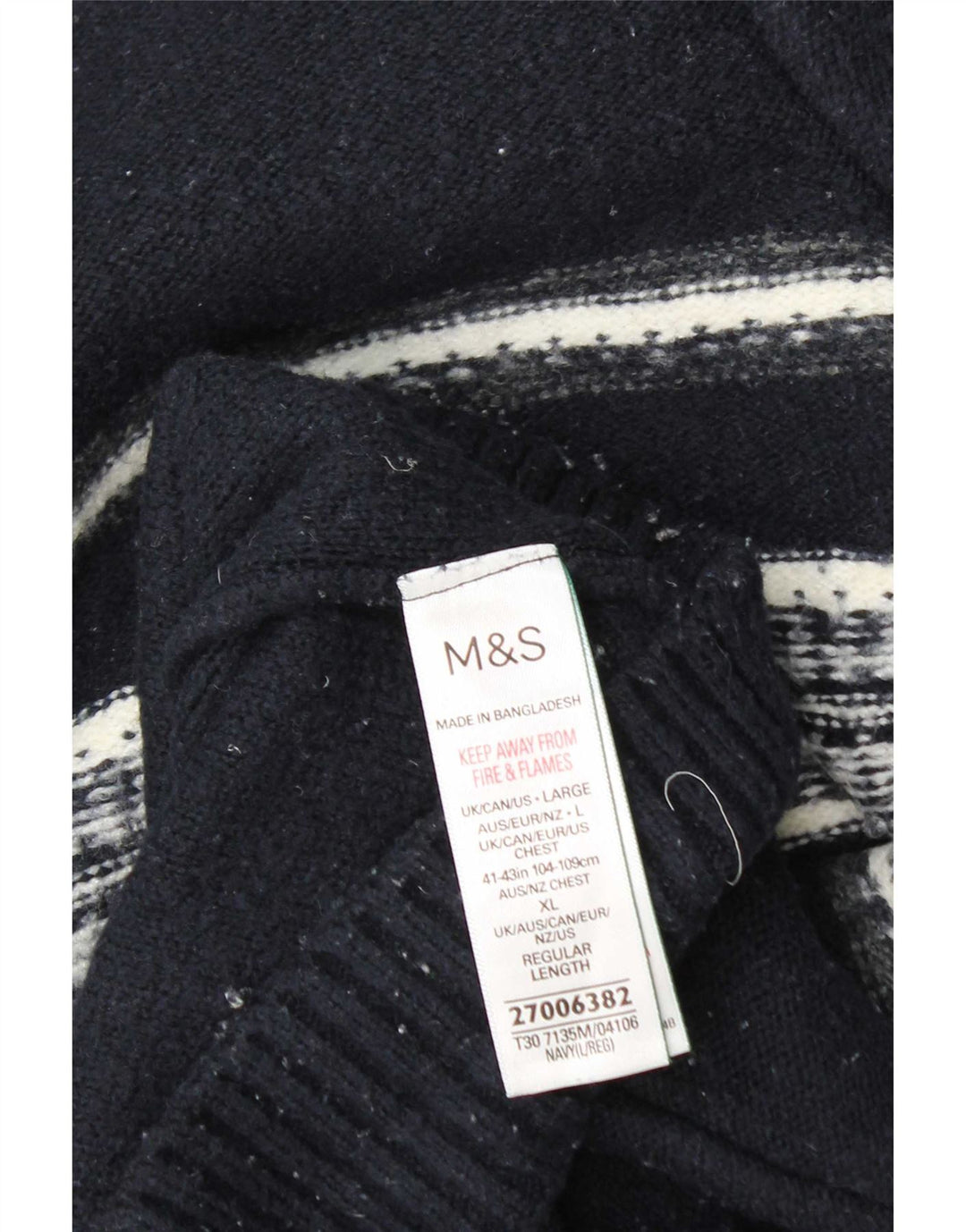 Marks & Spencer Herren-Pullover mit Reißverschluss am Hals, groß, marineblau gestreift