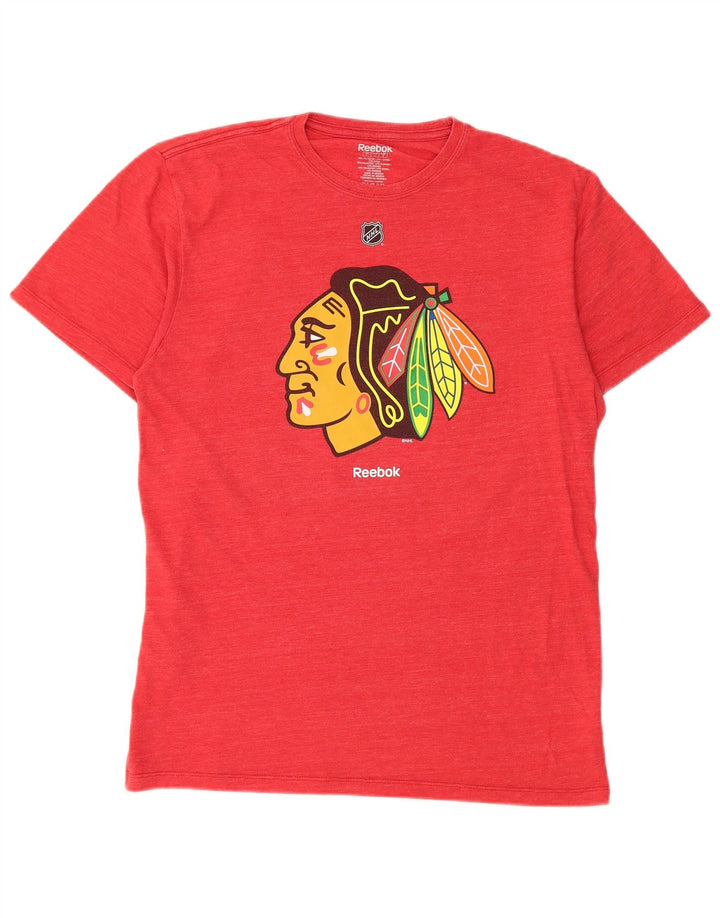 Reebok Herren Chicago Blackhawks Grafik-T-Shirt-Oberteil, großes rotes Polyester