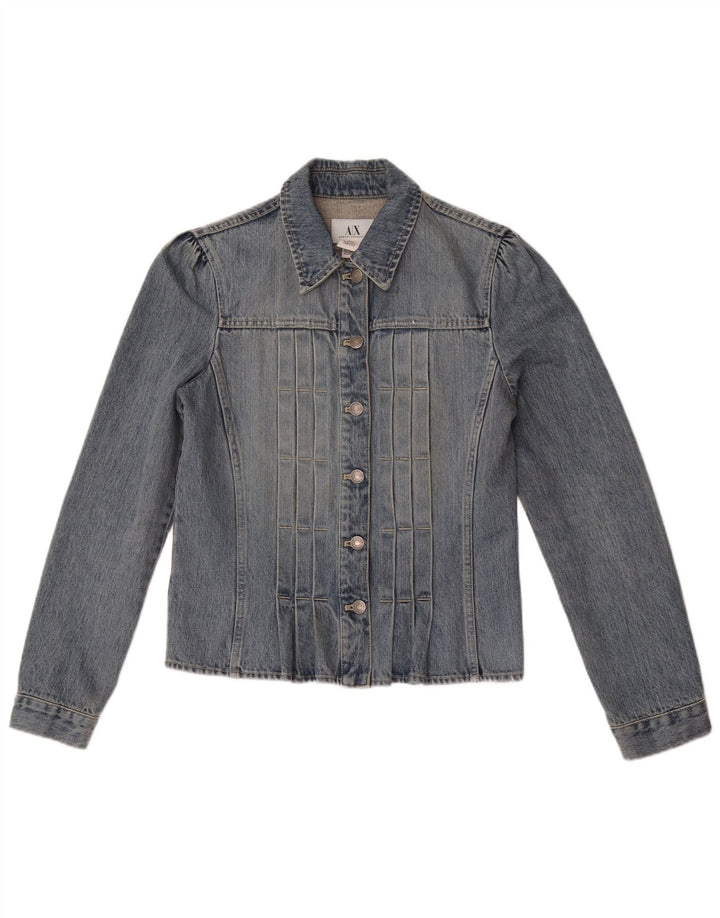 Armani Damen Jeansjacke UK 12 Mittelblaue Baumwolle