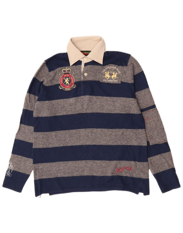 La Martina Rugby-Poloshirt mit Grafik für Jungen, 11–12 Jahre, Marineblau gestreift