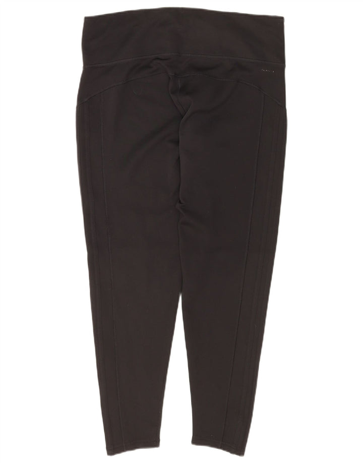 ADIDAS Damen Climalite Crop Leggings UK 16/18 Large Schwarz Polyester