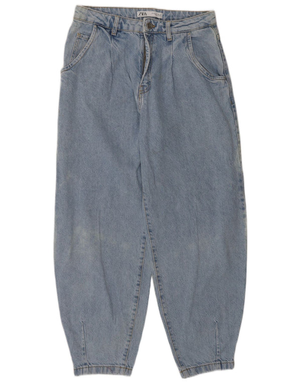 Zara Damen Balloon High Waist Jeans EU 36 XS W26 L27 Blaue Baumwolle